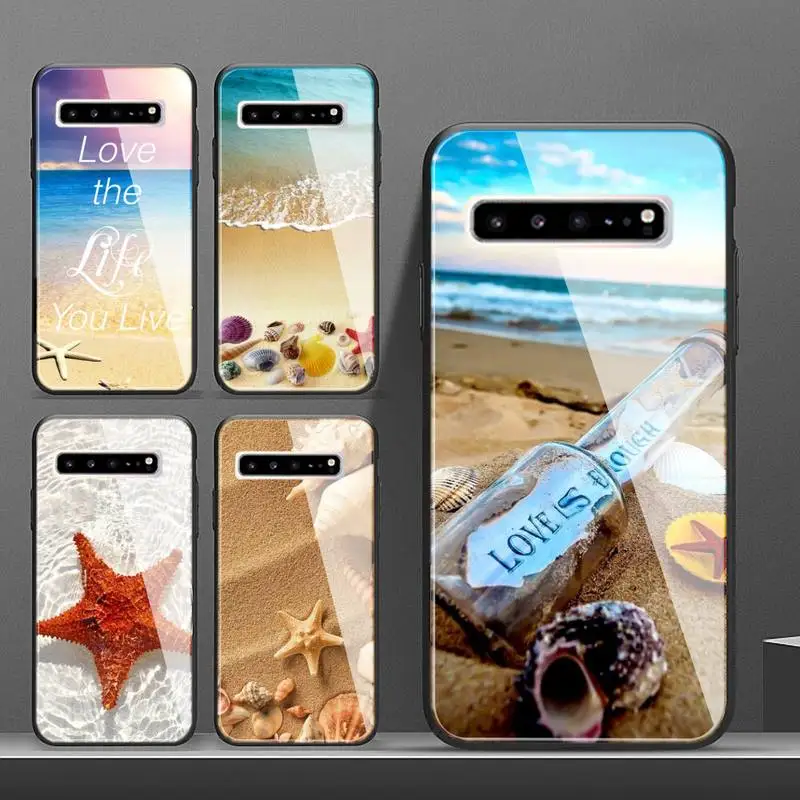 Plaža Zvezda Lupini Krajine Stekla Primeru Telefon za Samsung Galaxy S20 Ultra S9 S10 S8 S7 Plus Rob S10 E(lite) Opomba 8 9 10 Pro