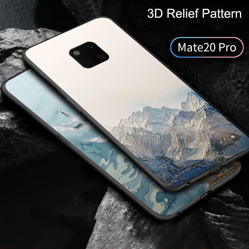 3D Relief Kritje za Huawei Mate 30 20 Pro P40 P20 Lite Nova 6 7i 5T Čast 9X Y9S 20 V30 Pro Primeru Silikonski Polno Zajetje Primeru