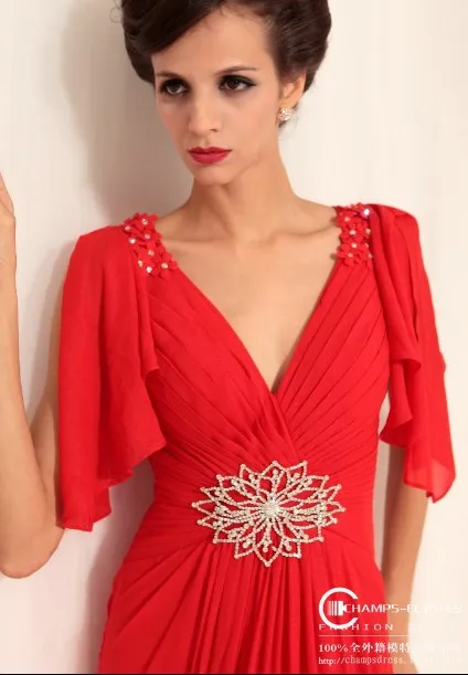 Brezplačna dostava za nove modne vestidos de festa rdeče dolgo kristalno skp rokavi formalno stranko večer elegantno mati nevesta obleke