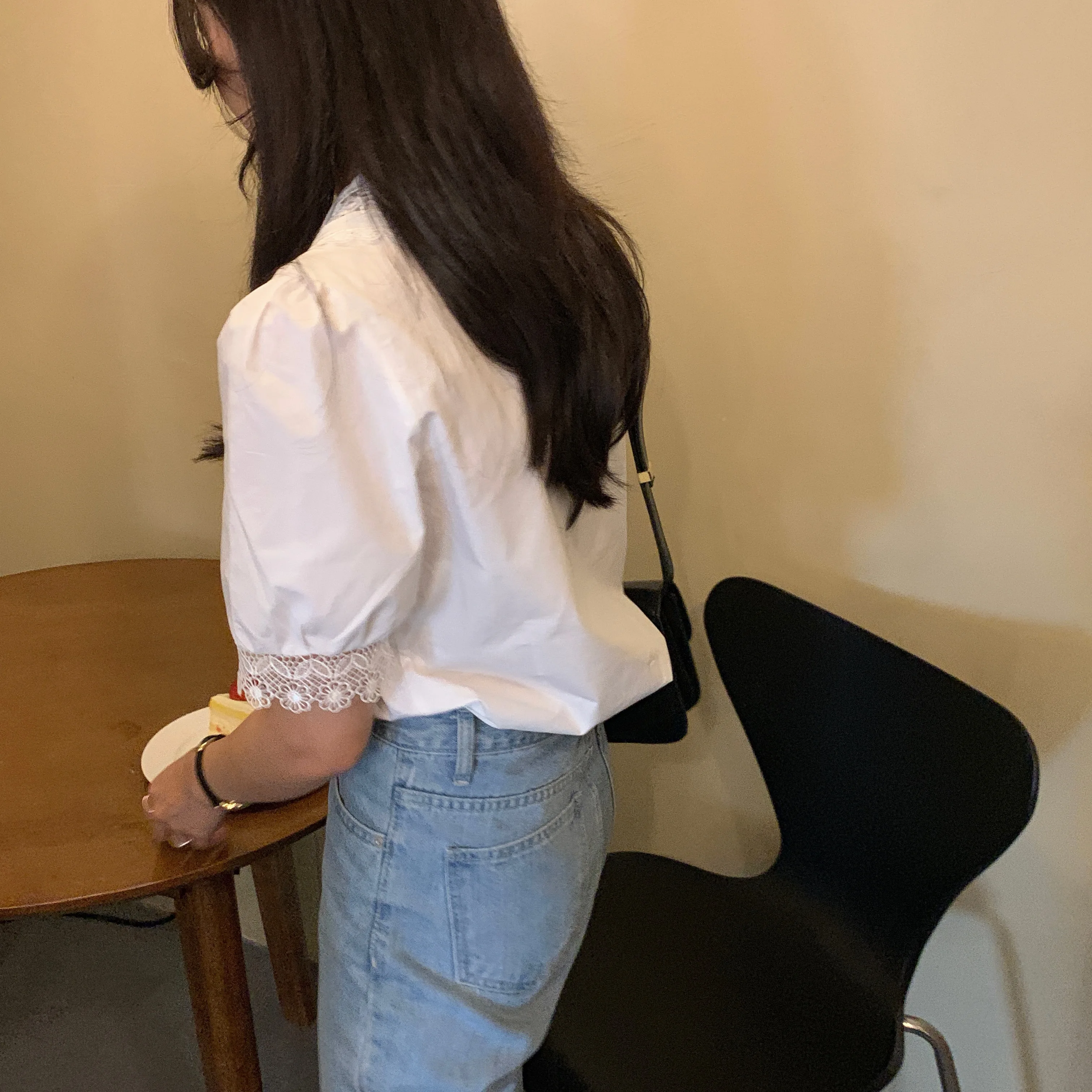 Comelsexy White River Vezenine, Čipke Bluze Za Ženske Do Leta 2020 Novo Poletje Korejskem Slogu Majica Femme Trdna Puff Rokav Vrhovi Blusas