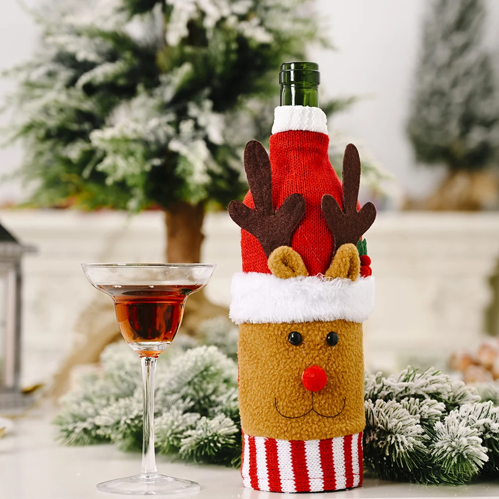Božični Okraski, Rdeče Vino, Steklenica Vrečko Krpo Santa Claus Snežaka Elk Lutka Šampanjec Vrečke Imetnik Okraski za Dom