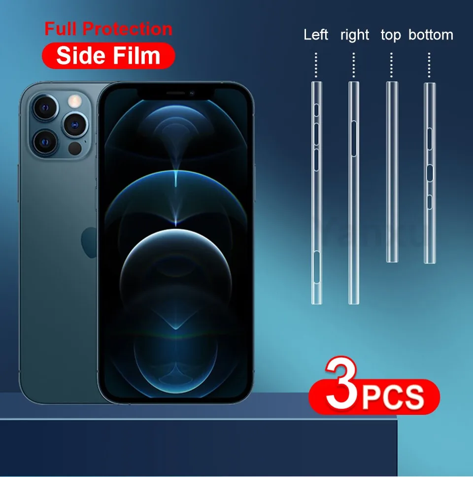 3Pcs TPU Hydrogel Platišča Film HD Pregleden Za iPhone 12 Max Pro Mini Ultra-Tanek Mobilni Telefon Zaščitna Strani Film Za iPhone 12