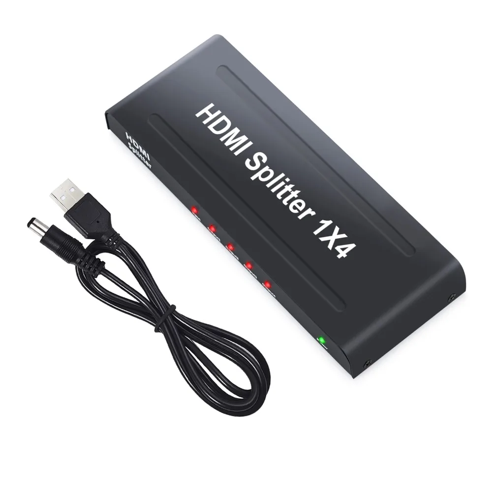 LiNKFOR 1X4 HDMI SPLITTER z USB Kablom Podporo 3D 1920x1200 En Vhod Štiri Izhod 4 Načine HDMI Splitter Adapter Za DVD HDTV