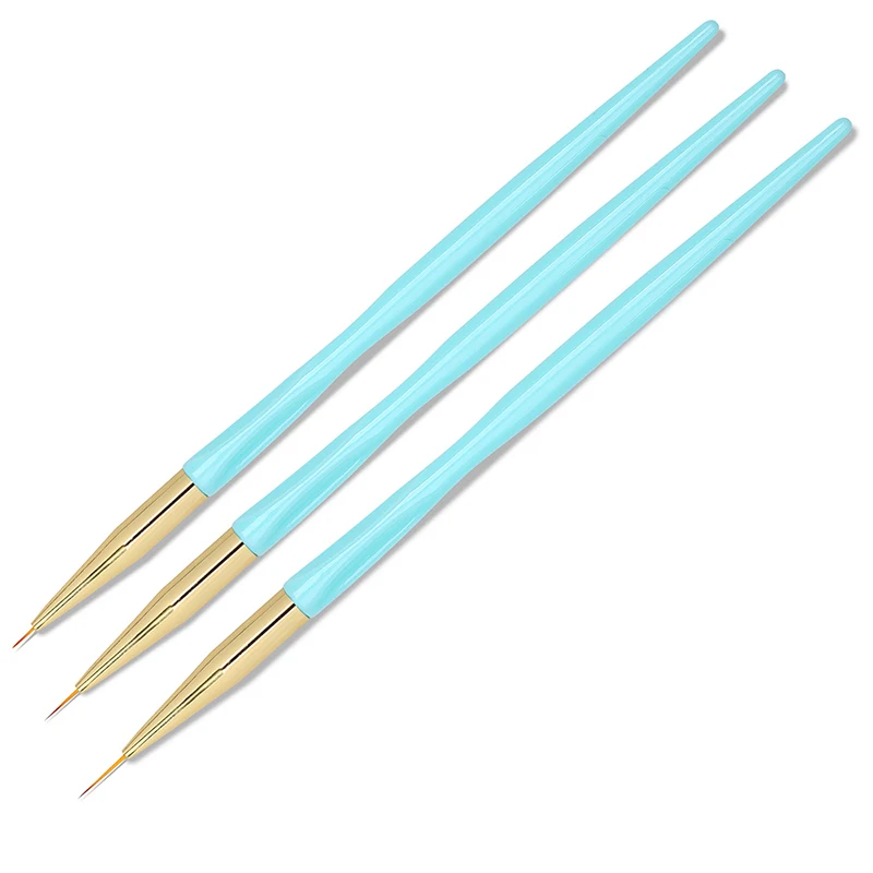 3pcs/set nail art linijskih slikarski čopič 6/9/11 mm modre barve za risanje cvet svinčnik super fine Akril UV Gel Peresa DIY nasveti MZ095