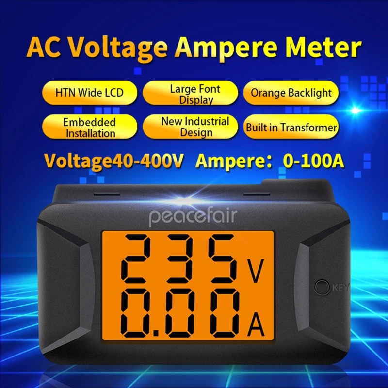 AC 40-400V 0-100A Voltmeter Ampermeter Napetost Tekoči Meter Vgrajen Transformator