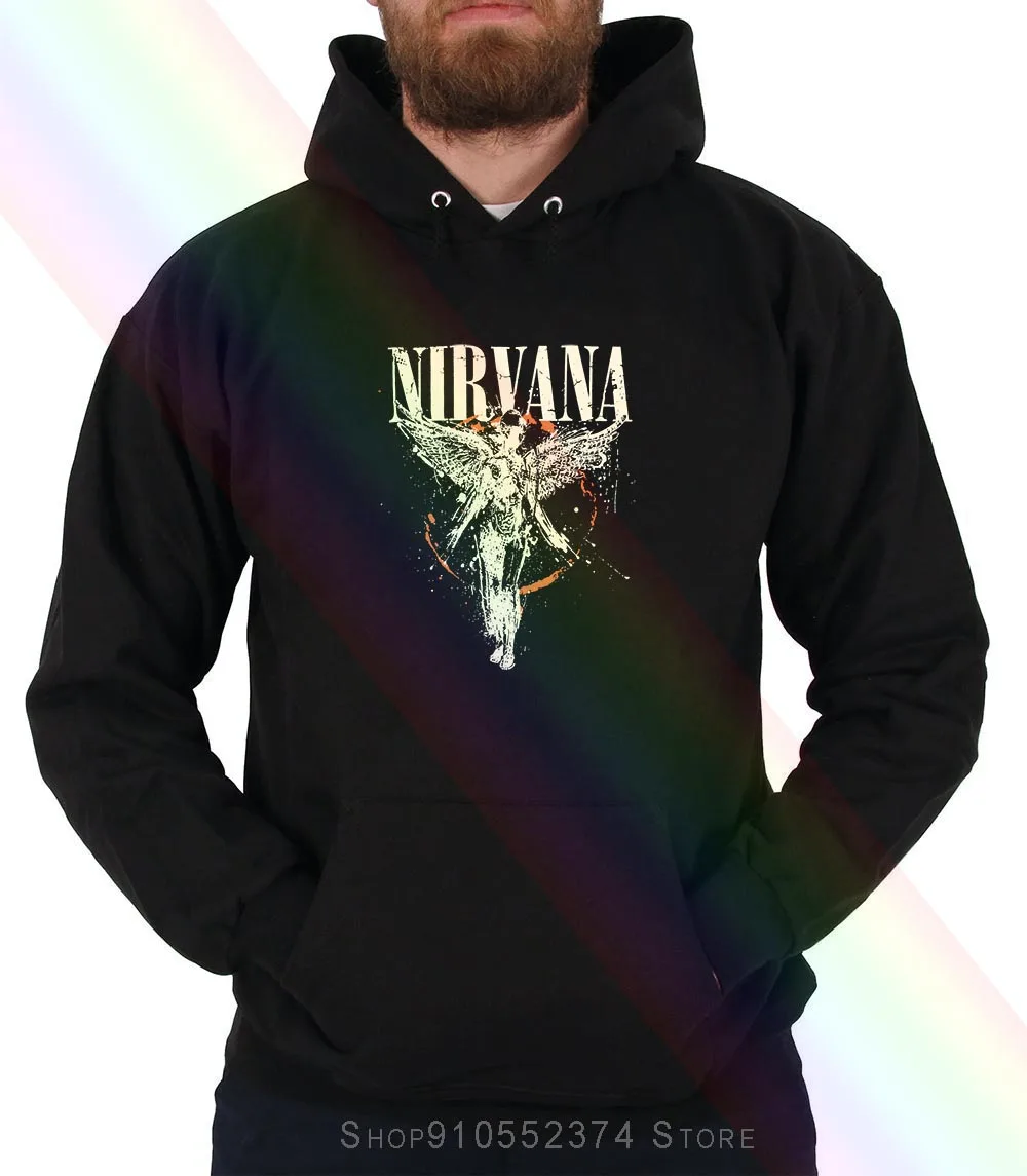 Nirvana V Maternici, Baseball Moški pulover s kapuco Album Mens Rock Glasbe Moški pulover s kapuco Mens Black Live Nation Nwt