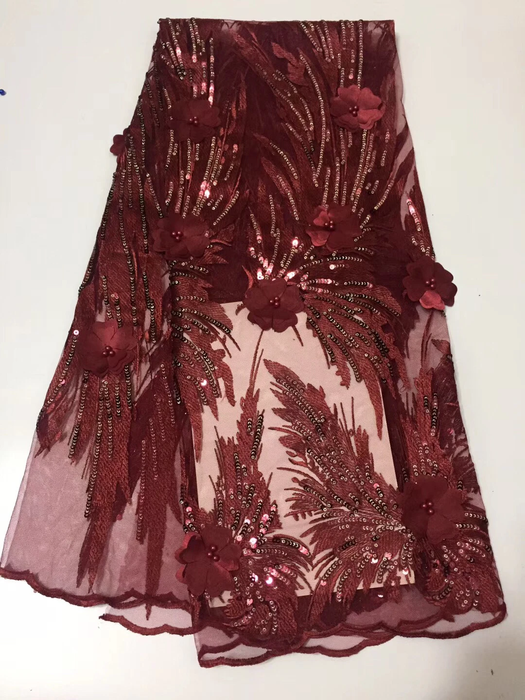 Afriške til tkanine, čipke z biseri, zaporedje Nigerija tkanine, vijolična francoski neto čipke za lady CD2986