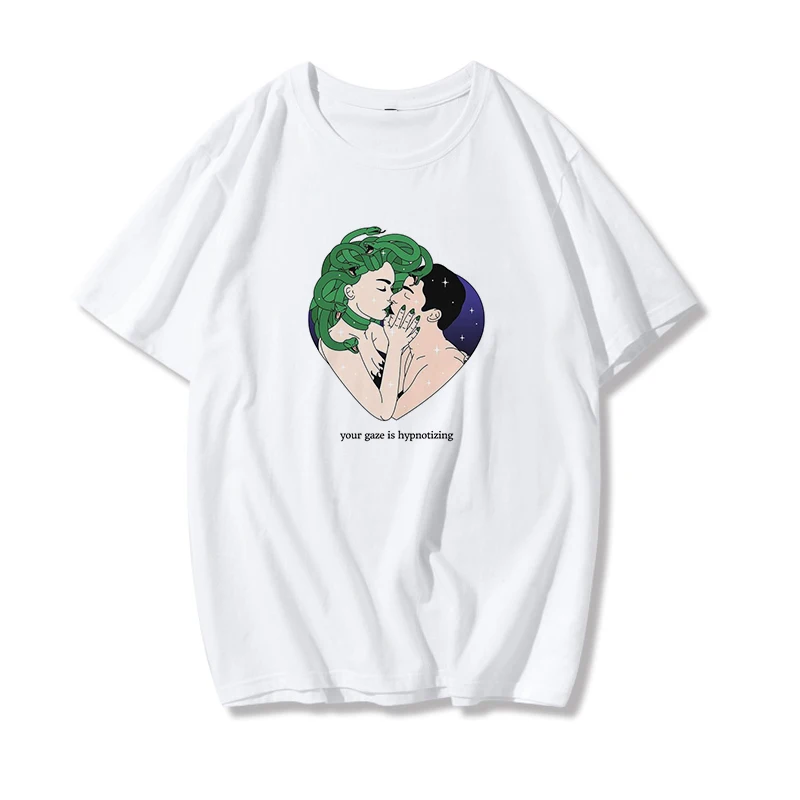 Harajuku letnik svoboden vrh žensk ANGELI VARUJEJO ME DEMONI ZVEZI ME natisni T-shirt chic elegantno T-shirt