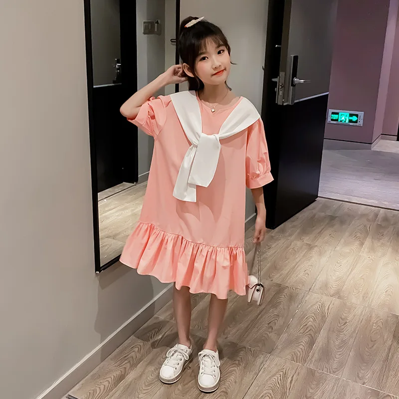 2020 Poletje Novih Otroci in Najstniki Dekliška Bombaž Priložnostne Obleko v korejskem Slogu Srčkan Princesa Obleko Kratek Baby Dekleta Ohlapne Obleke, #8739