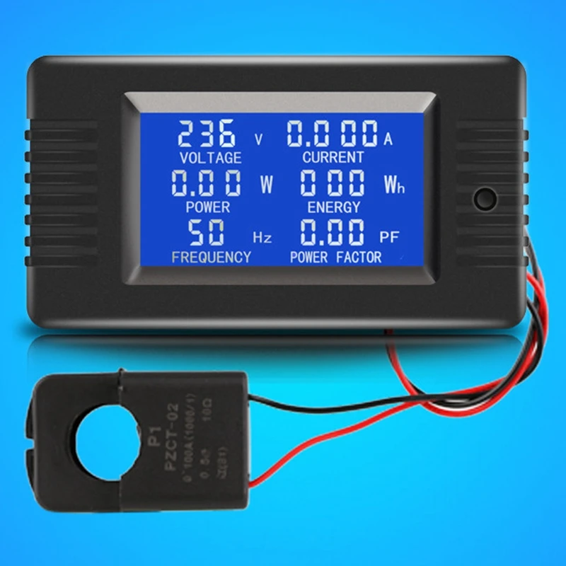 Najnovejši 6In1 220V 100A enofazni Digitalni Plošči Ampermeter Watt Volt Kwh Faktor Moči Meter, S Split Ct