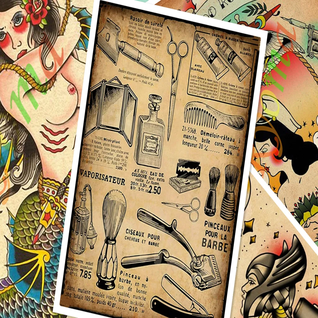 Nostalgičen Retro Kraft papir, Kraft Papir za Plakat Kreativni Frizerski salon Tetovaže HD Tiskanja Umetnost Slikarstvo Stensko Nalepko Berber Shop Doma Dekor