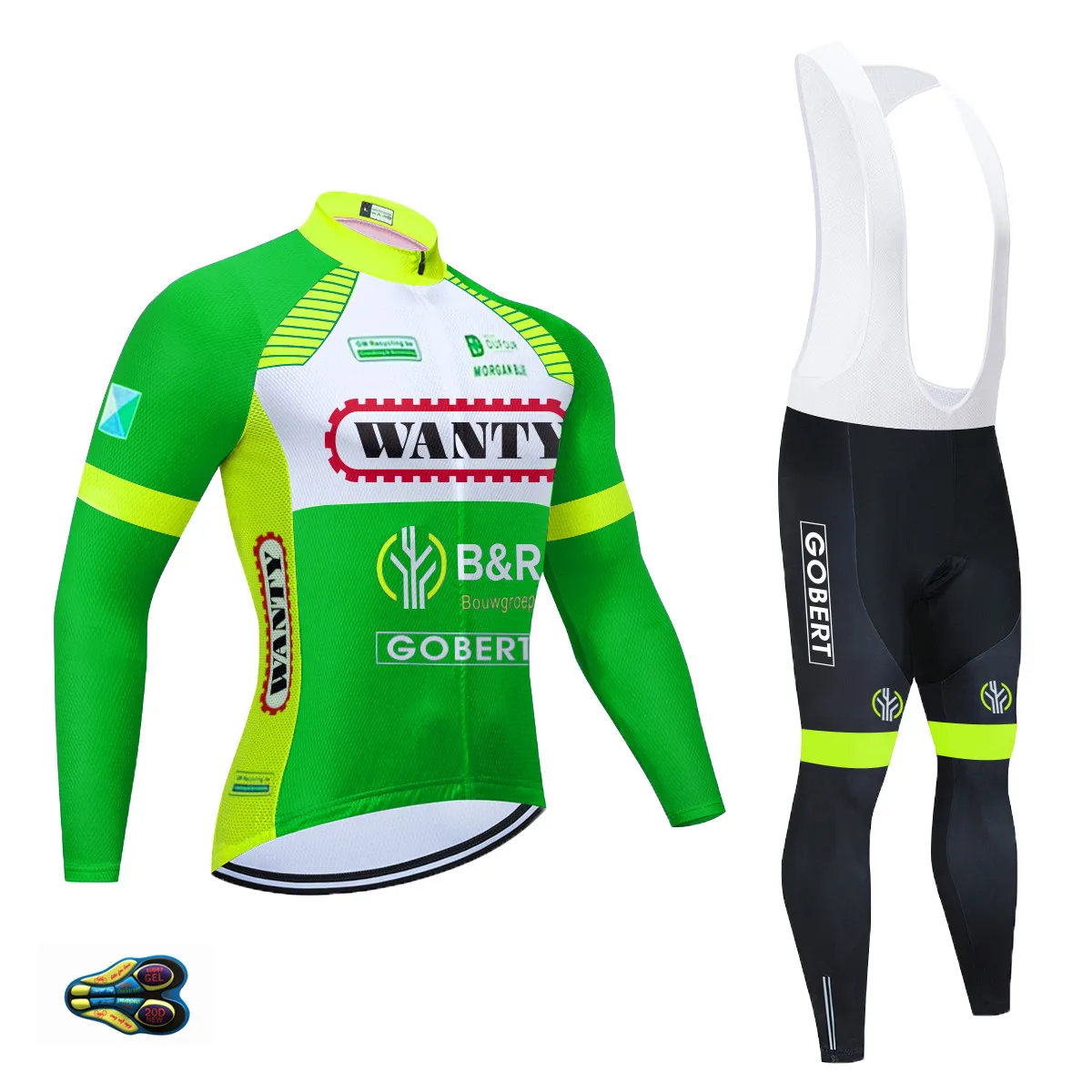 2021 Tour Team Pro WANTY Kolesarjenje Jersey Obleka z Dolgimi Rokavi Jesen Pomlad 20 D Gel Kolo Kolo Šport Ropa Ciclismo