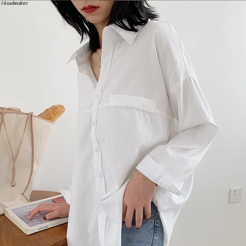 Moda Bluze 2021 Pomlad Poletje Bluzo Korejski Dolg Rokav Womens Vrhovi Letnik Klasične Bele Srajce, Dame Urad Bluzo Vrhovi