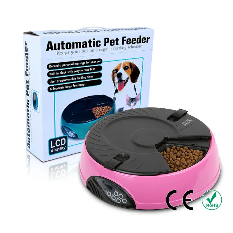 6 Obrokov Samodejno Pet Napajalni Hišnih Mačk Pes Samodejni Podajalniki Pasje Hrane Hranjenje Pladenj LCD-Zaslon Pes zagotavlja Pes Samodejni Podajalniki
