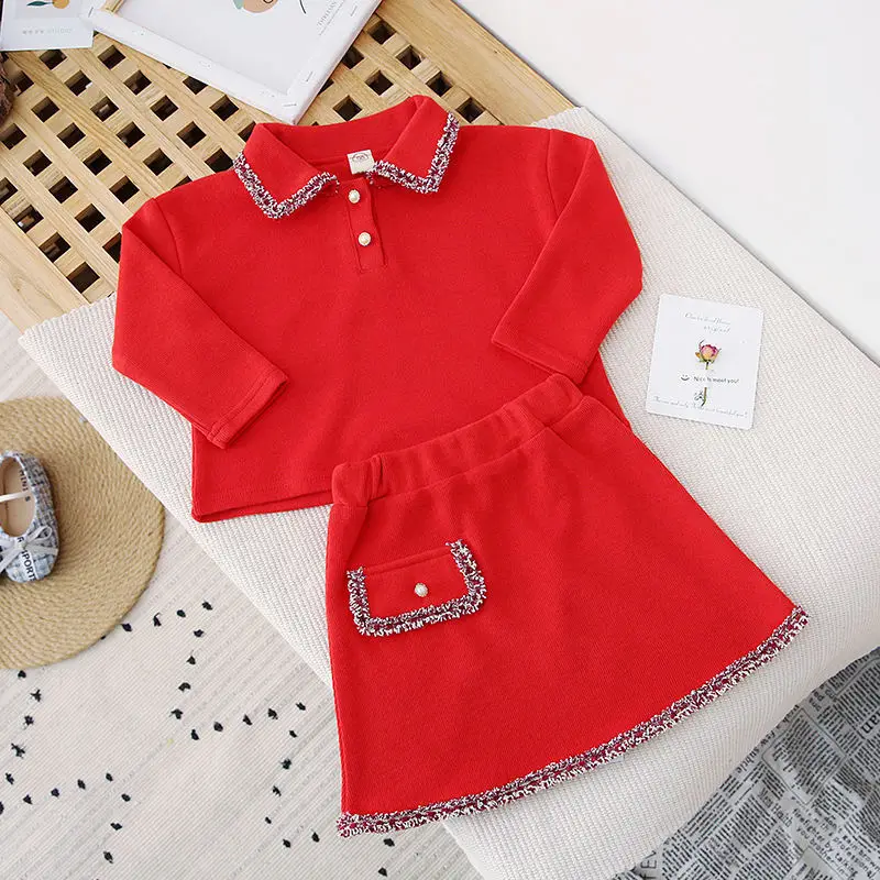 Moda Baby Toddler Otrok Dekliška Oblačila, ki Srčkan rdeče majice, Vrhovi + Krila pomlad Jesen Obleke Fant Dekleta Kostume 2-7 let