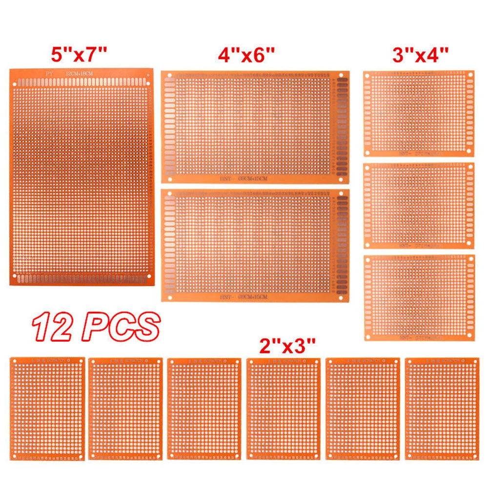 12pcs/set DIY Prototipov Odbor PCB Visoke Kakovosti Tiskano Vezje Prototip Breadboard Stripboard 4 Velikosti, Za Montažo Komponent