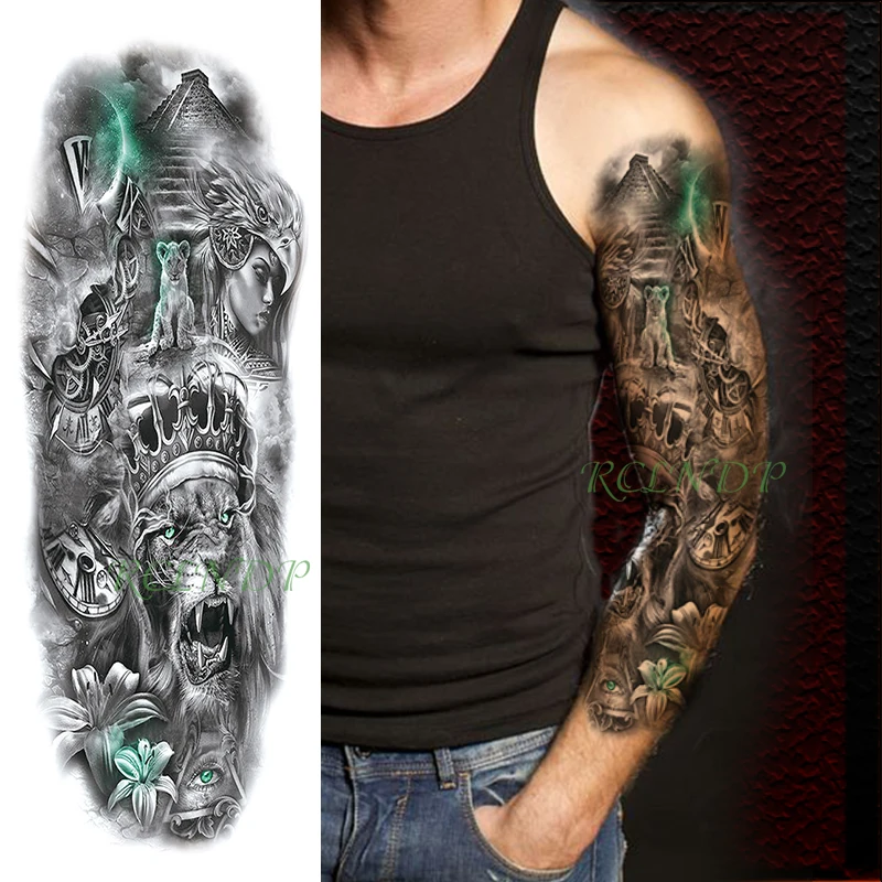 Nepremočljiva Začasni Tattoo Nalepke ptica lev angel ogrlica cvet krono polno roko ponaredek tatto flash tattoo, za moške, ženske
