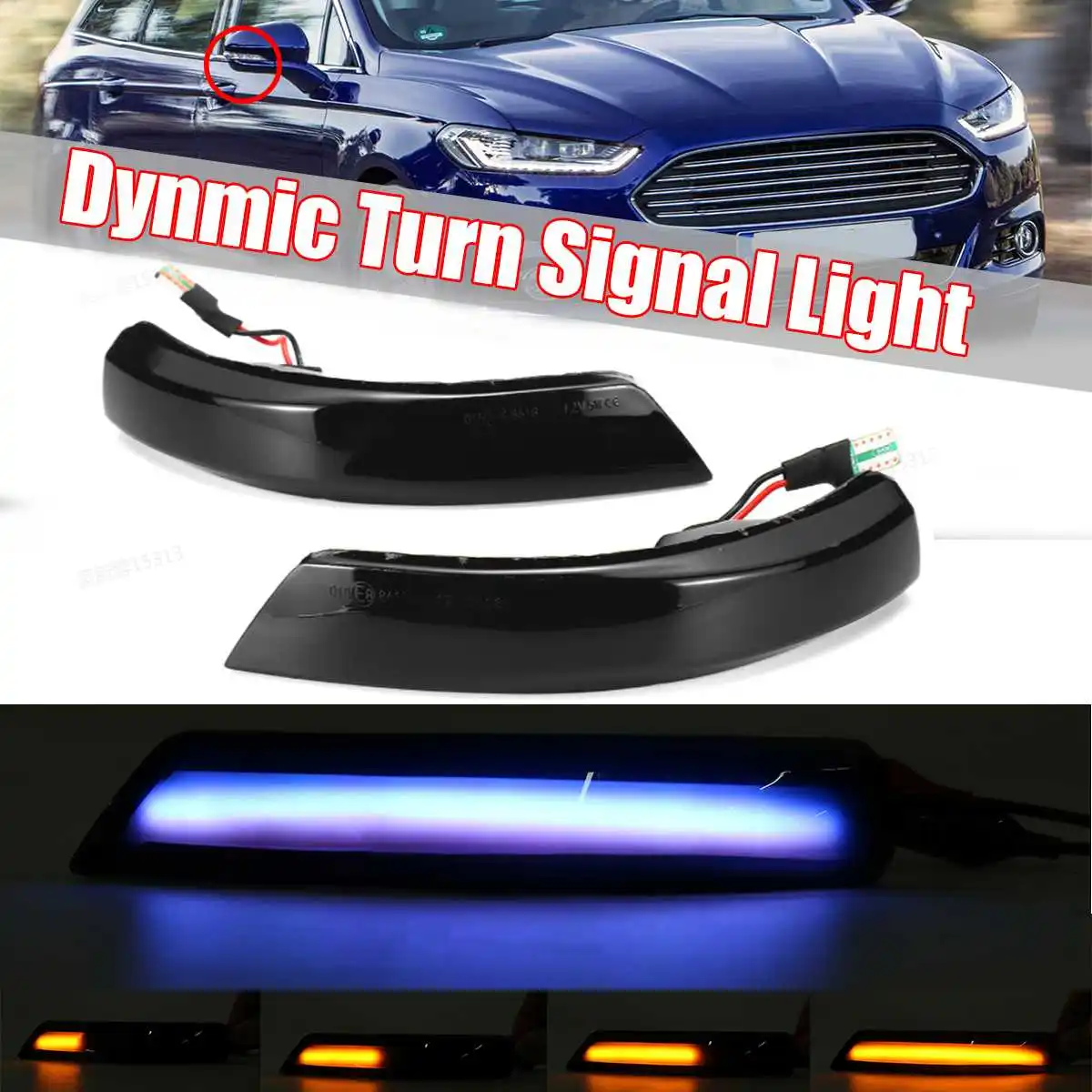 2pcs LED Dinamični Strani Krilo Rearview Mirror Luči Obrnite Signalna Lučka Lučka za Ford Focus 2 3 MK2 MK3 3.5 Mondeo MK4
