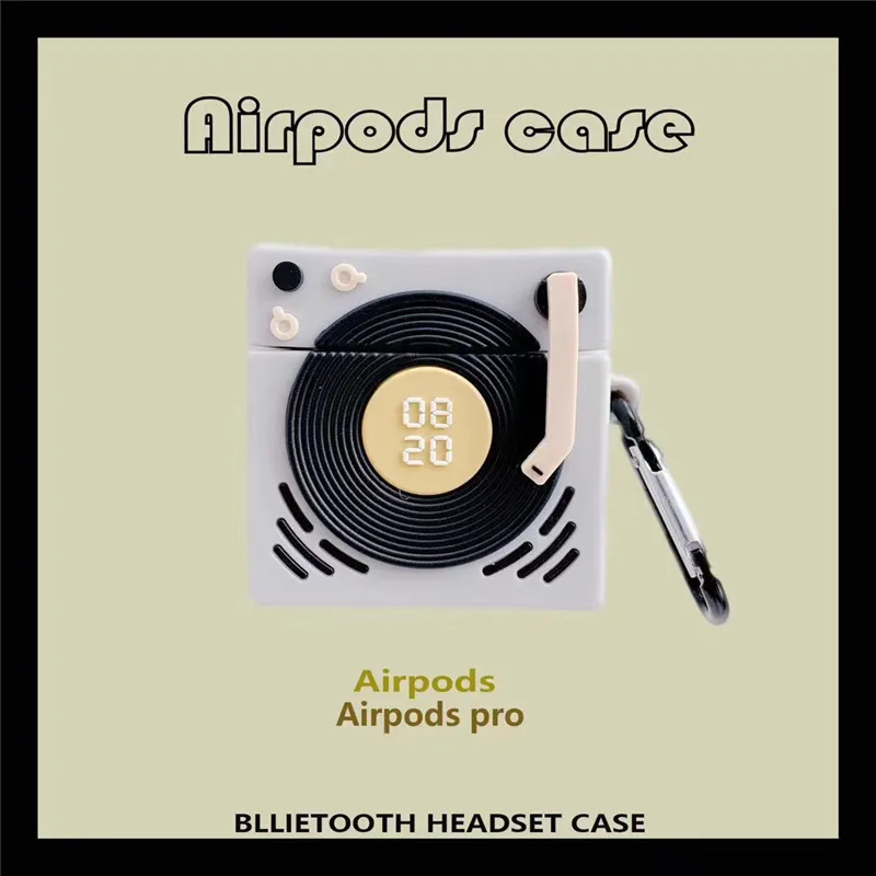 Za Airpods 1/2 Primeru,Ustvarjalne Stereo Risanka Phonograph Primeru Silikonski Slušalke Slušalke Kritje Za Airpods Pro Primeru Za Dekleta