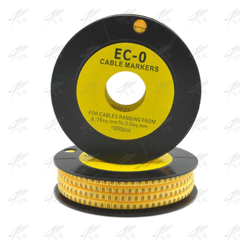 250PCS ES-3 Kablu Žice Marker 0 do 9 Za Kabel Velikosti 8 sqmm Rumena