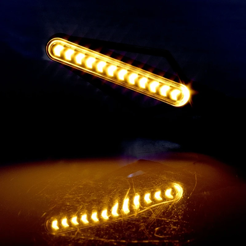 2Pcs Univerzalno motorno kolo Spremenjen Vključite Opozorilne LED Darkice Bicolor Vključite Signal(Rumeno Luč + Modra Svetloba)