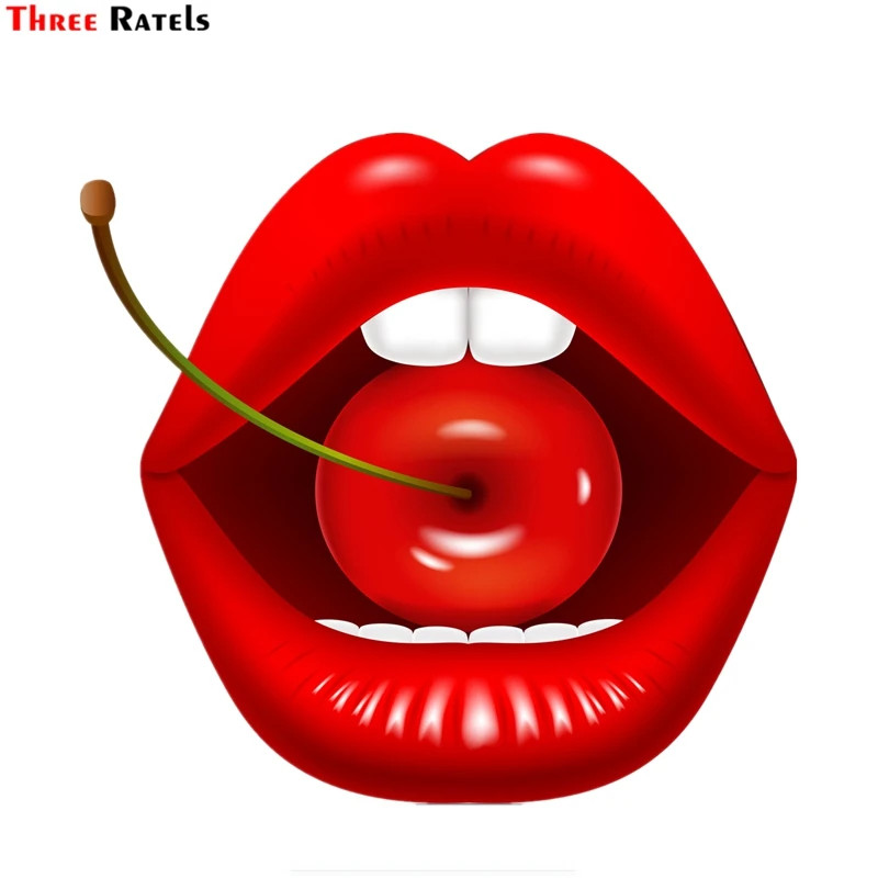 Tri ratels FTC-832# 14X13.9 CM risanka ženska seksi rdeče ustnice z rdeče češnje nalepke Nalepke za Prtljago Laptop Izposoja Hladilnik
