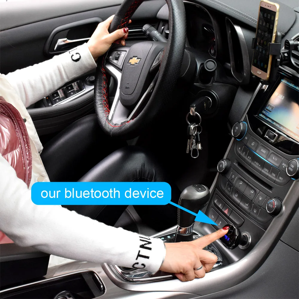 XCGaoon Bluetooth Car Kit, prostoročno Nastavitev Oddajnik FM Predvajalnik Glasbe MP3, 5V 2.1 USB Avto polnilec TF Kartico & USB Predvajanje Glasbe T-20