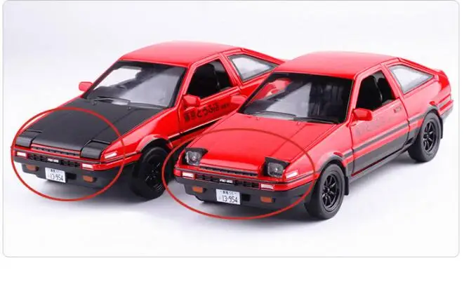 Novo MINITIAL AE86 1:28 Zlitine Modela Avtomobila Anime Risanke Hitro Besno Z Potegnite Nazaj, Zvoka, Svetlobe, Fant Igrače