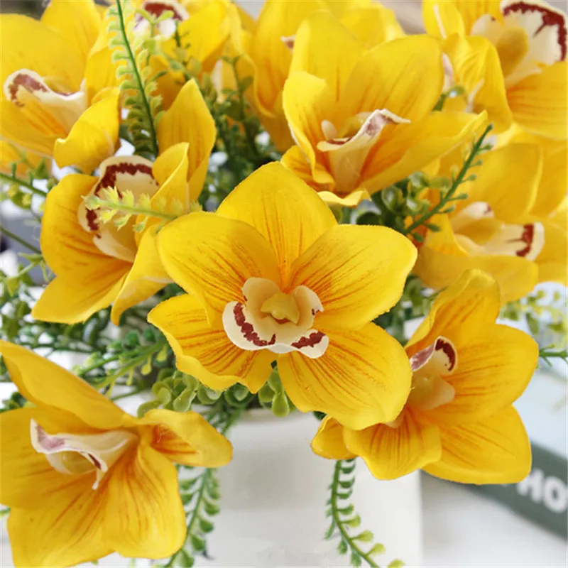 5 glav novo simulacijo orhideja šopek poceni visoke kakovosti jedilno mizo dekoracijo žive lepe ponaredek svile cvetja 30 cm