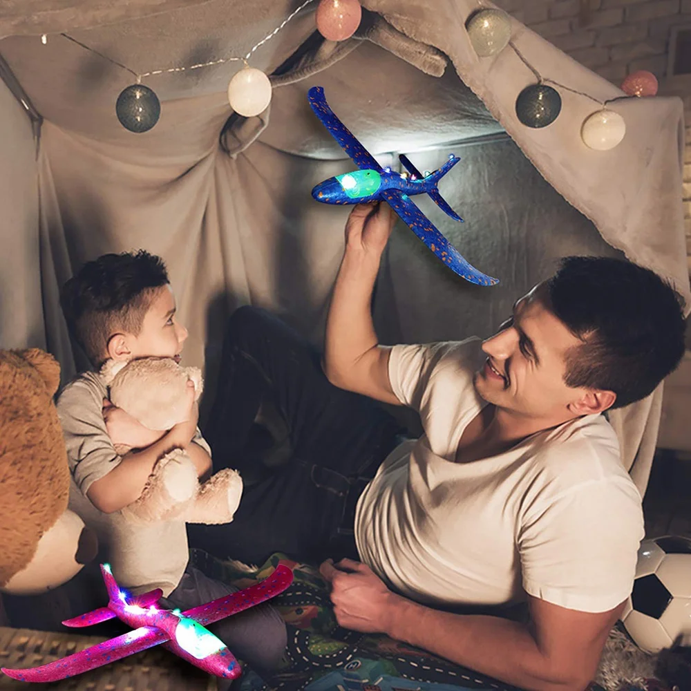 6 KOS 48 cm LED Pene Roki, Metanje Sijaj Letala Igrače za Otroke na Prostem LED Način Letenja letalne naprave Vztrajnosti Letal Modela