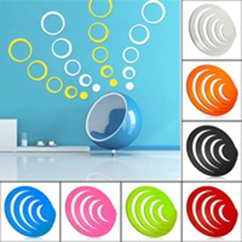 5PCs/Set Home Dekoracijo Krogih 3D Izmenljive Art TV Stenske Nalepke Multi-Barve, okrogle obroč nalepke Soba Dekoracijo Decals