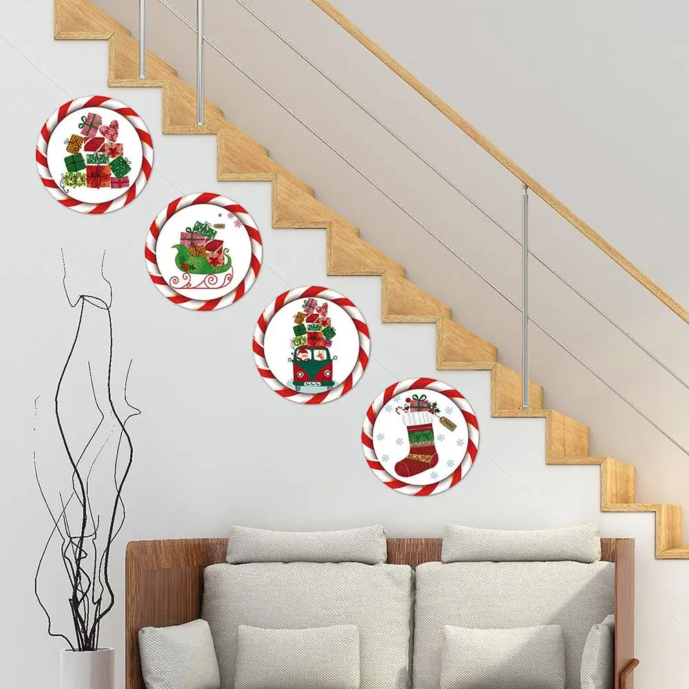 4PCS Božič 3D Dekorativno Slikarstvo Stensko Okno Nalepke Za Dom, ki Živijo Roon Dekoracijo Prilagojene Nalepke 25x25CM