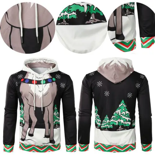 ZDA PARKA Moške Zimo Božič Hoodies Toplo Hooded Majica Outwear