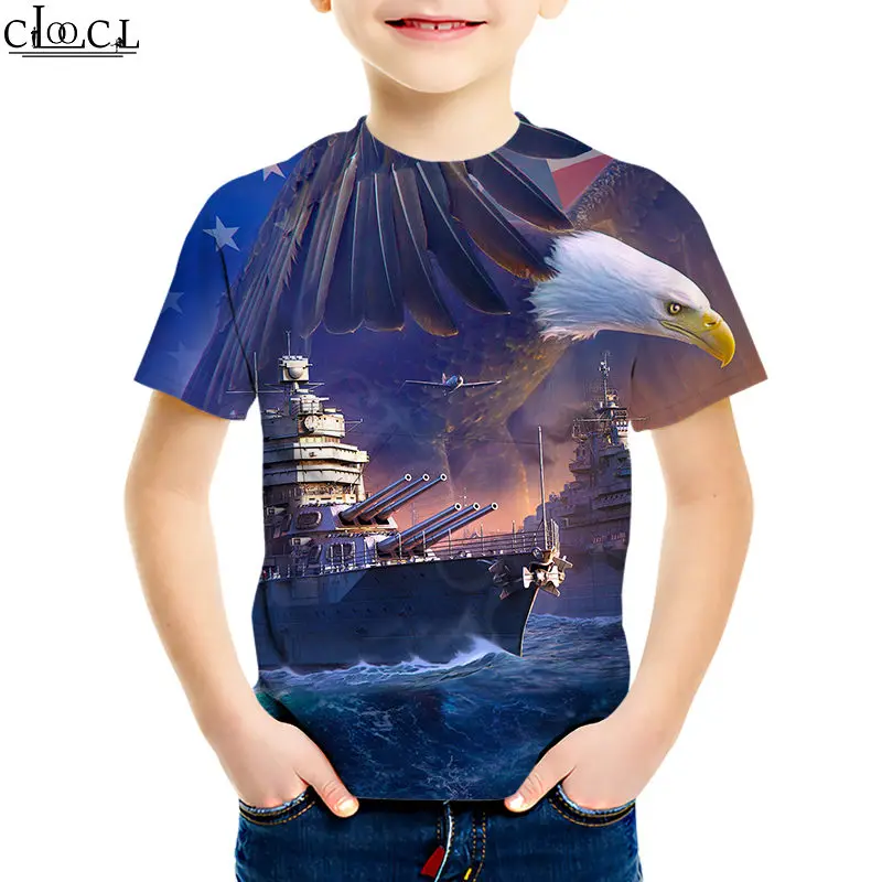 Baby 4 Do 13 Let, Otroci Igre Svetu Vojnih ladij T Shirt Fant Dekle 3D Tiskanja Kratek Rokav Obleka Cisterne Teens Moda Vrhovi
