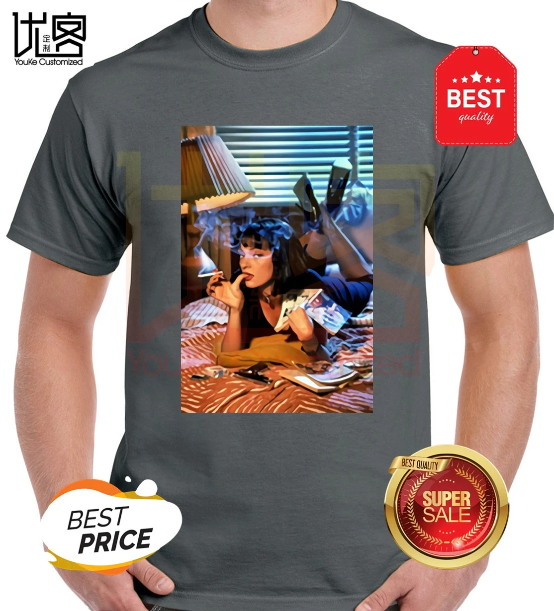 Film Mia Wallace Pulp Fiction Majica s kratkimi rokavi Ženske Kul Tshirt Quentin Tarantino T-shirt Kill Bill Hip Hop Dekle Natisnjeni Summe Vrh Tees