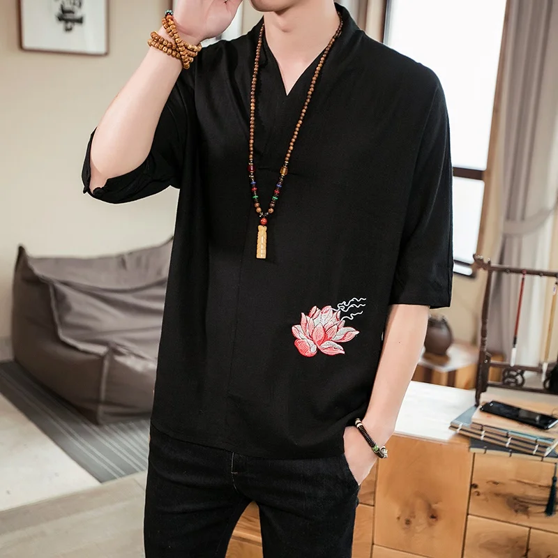 Tradicionalna kitajska oblačila za moške, moški Kitajski mandarin ovratnik shirt bluzo wushu kung fu obleko vrhovi perilo majica TA069