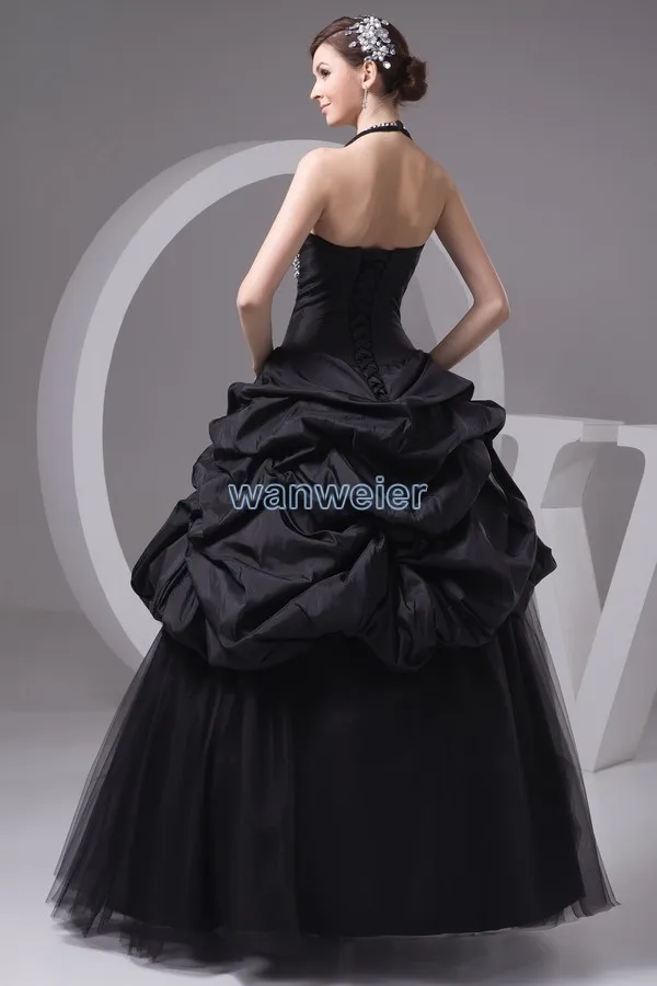 Brezplačna dostava 2016 nov design plus je velikost custommade barve povodcem poročne obleke kristalno dobre kakovosti princesa črno poročno obleko