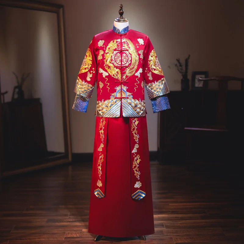 Klasičen Ravno Krilo Cheongsam Zveze Obleko Vezenje Phoenix Kitajski Poročno Obleko Tradicionalnih Qipao Stari Vestidos