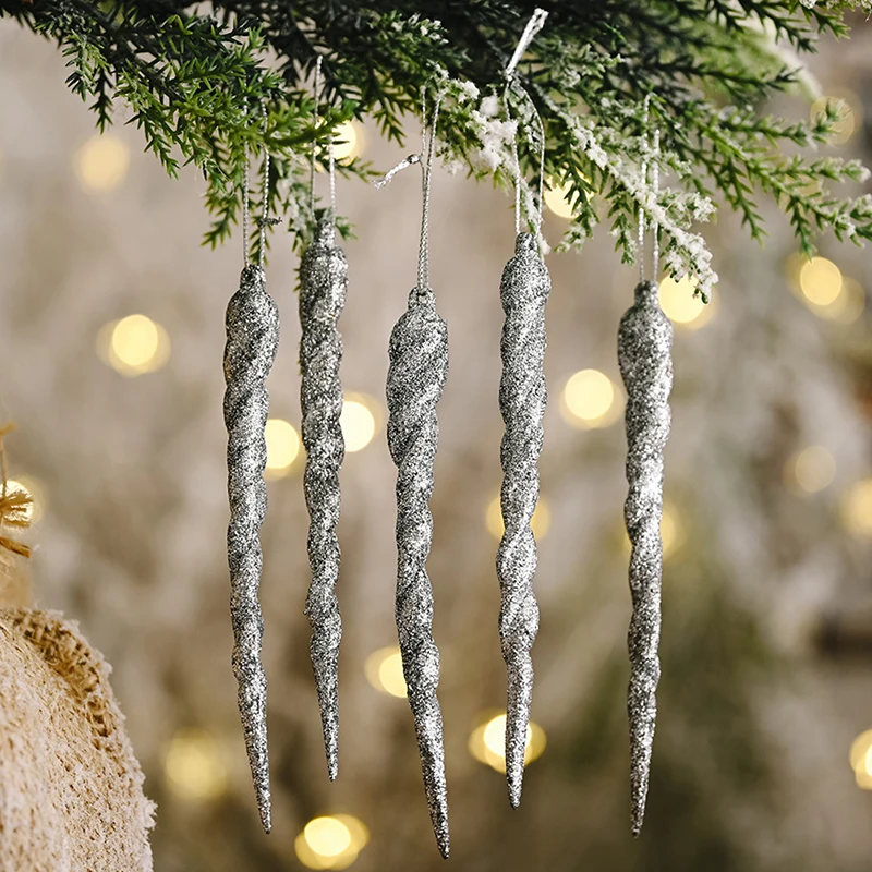 5pcs/nastavite Novo Leto Dekor Pisane Led Palice Ledenica Obesek Viseči Okraski Božič Božično Drevo Decor