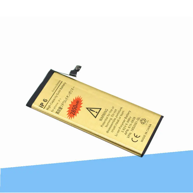 30pcs /veliko 2850mAh 0 nič cikel Zamenjave Li-Polymer Zlato Baterije Za iPhone 6 6 G Akumulator Akumulatorji