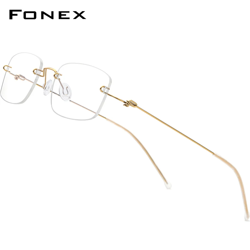 FONEX Titanove Zlitine Očala Okvir Moških 2021 Nove Ženske Rimless Recept Očala Optični korejski Brezvijačno Očala F1002