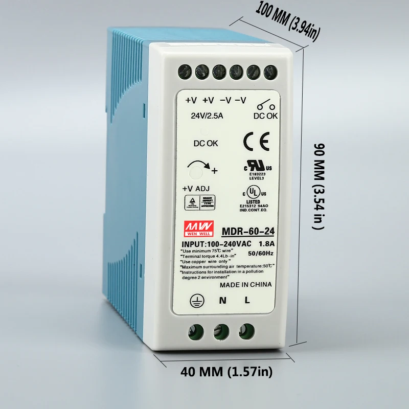 LED ultra-tanek tip tirov, namestitev MDR-60-24V2.5A stikalni napajalnik visoko frekvenčni pretvornik 24V tovarne neposredne prodaje