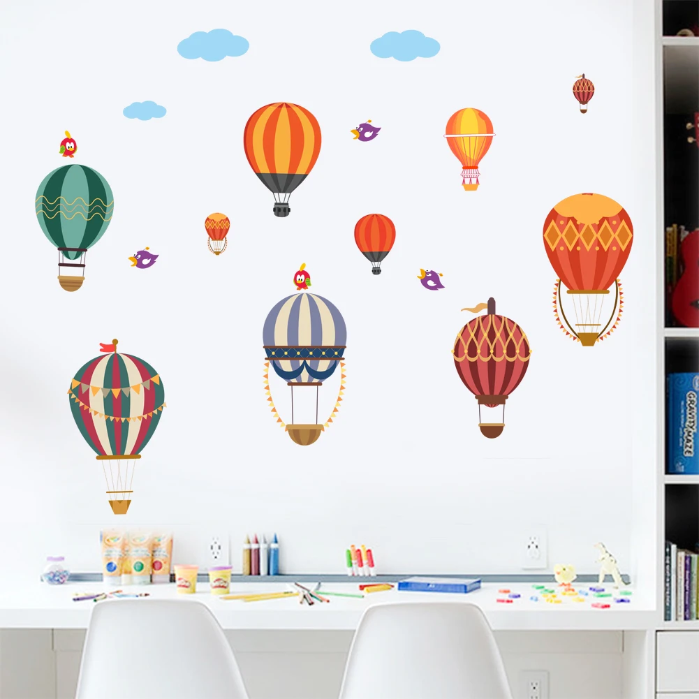 Risanka balon na vroč zrak balon, Stenske Nalepke za otroško sobe dekoracije doma ozadje vrtec Zidana otroci soba nalepke
