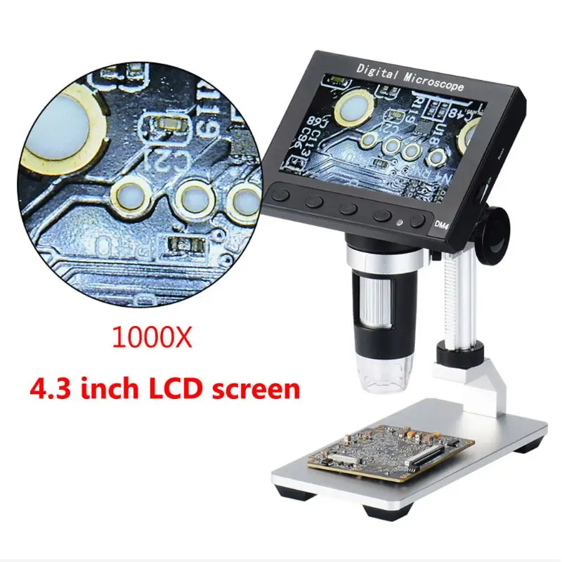 1000X USB Elektronski Mikroskop LCD Digital Video Kamera Mikroskop 4.3 Palčni HD OLED Endoskop Lupo Kamera + LED Osvetlitev