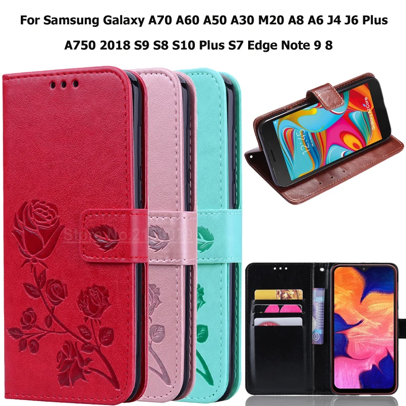 Flip Case Za Samsung Galaxy A70 A60 A50 A30 M20 A8 A6 J4 J6 Plus A750 2018 S8 S9 S10 Plus S7 Rob Opomba 9 8 PU 3D Vzorec Zajema