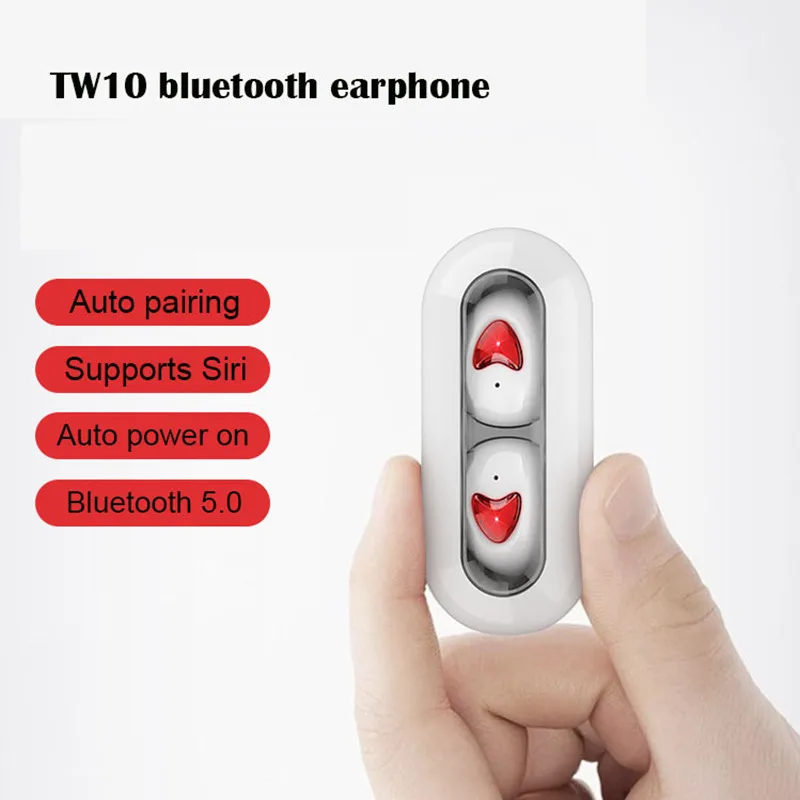 TWS TW10 Mini Brezžična Bluetooth slušalke 5.0 Stereo Hi-fi Čepkov v uho Dotik Šport vodotesne Slušalke Za vse Pametne telefone