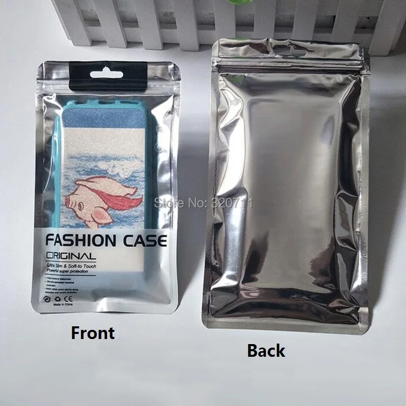 11*19 cm jasno/srebrna pečat zadrgo plastično vrečko pack maloprodajna embalaža, vrečke za iphone xs max xr 8 6s primeru paket z visi luknja