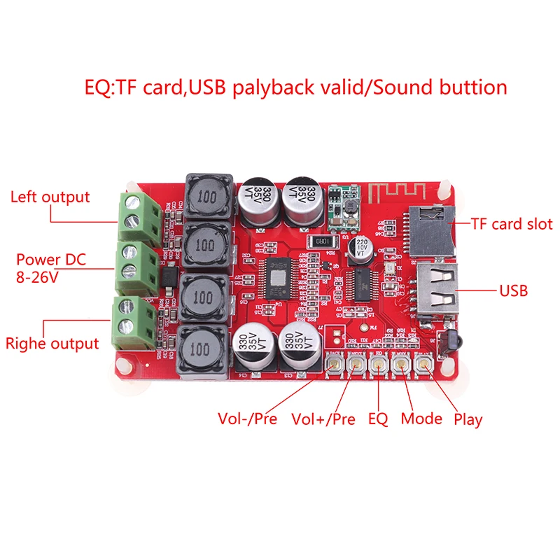 TPA3116 Bluetooth Sprejemnik 2X50W Ojačevalnik Odbor Digitalni U Disk TF Dekodiranje