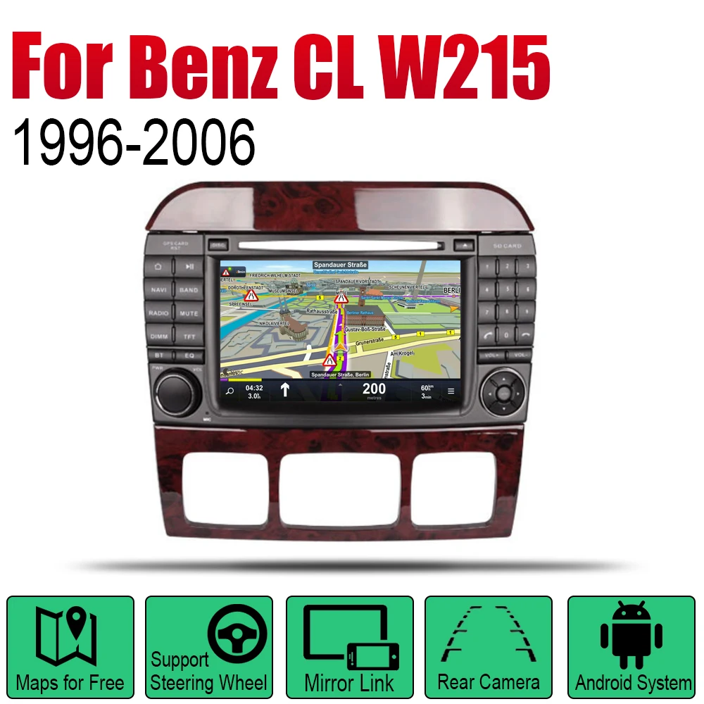 Android Avto DVD GPS Navi Za Mercedes Benz CL Razred W215 1996~2006 NTG predvajalnik Navigacija WiFi Mulitmedia sistem audio stereo EQ