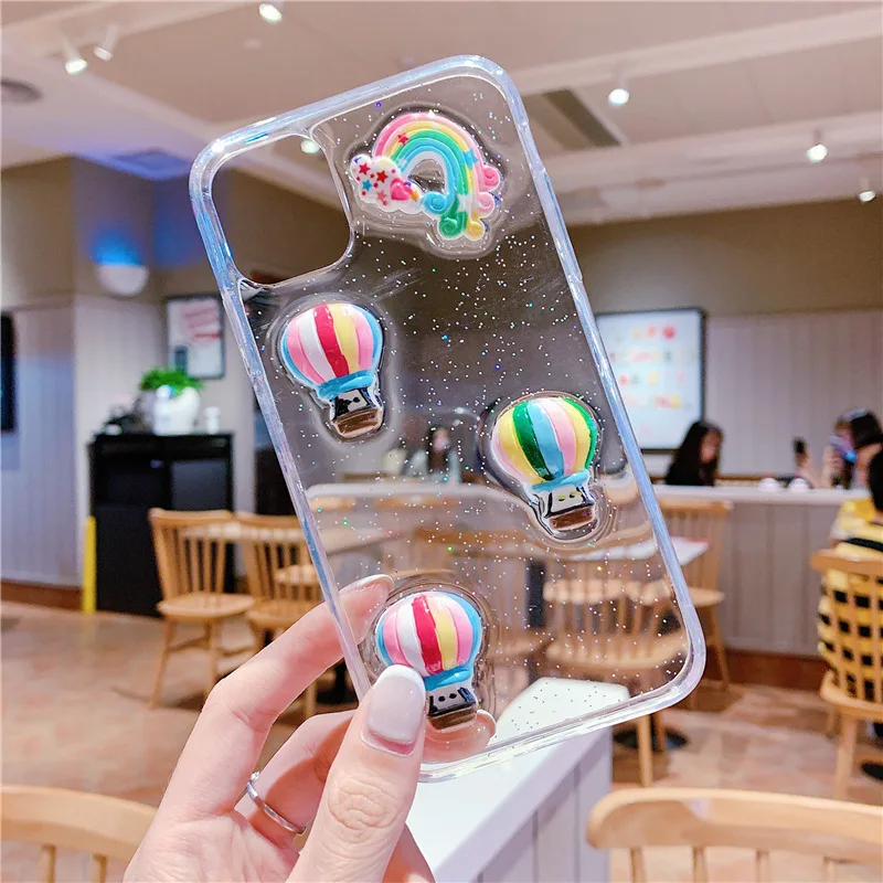3D Pisanimi baloni Pregleden primeru telefon za iphone 12 11 pro mini max x xs max xr 7 8 6 6s plus se2020 primeru Hrbtni pokrovček